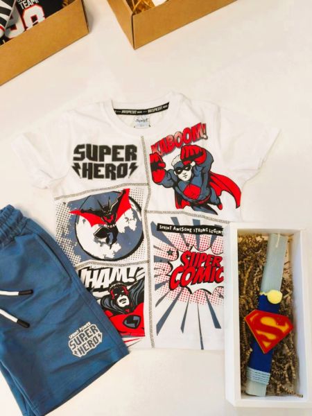 Χειροποίητη λαμπάδα με Superman μαγνητάκι μπλε