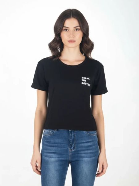 Μπλούζα με print Break the routine μαύρο