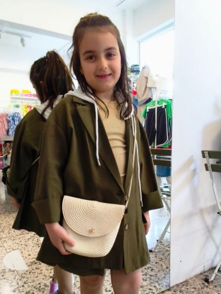 Σακάκι με αποσπώμενη κουκούλα και τρουακάρ μανίκια χακί