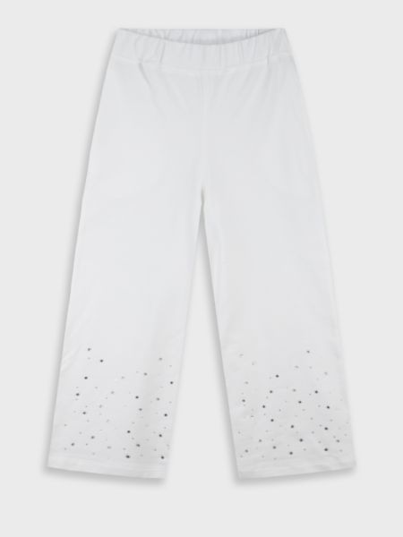 Παντελόνα βαμβακερή με στρας λευκό