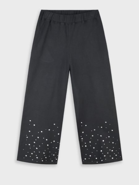 Παντελόνα βαμβακερή με στρας μαύρο