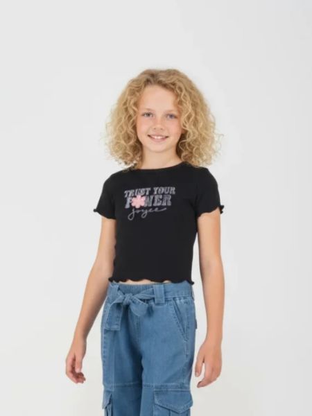 Κροπ τοπ ριπ με glitter μαύρο