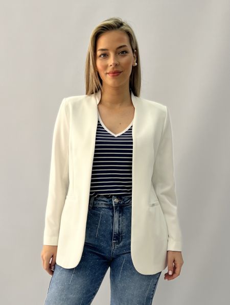 Σακάκι μπλέιζερ με μάο γιακά λευκό