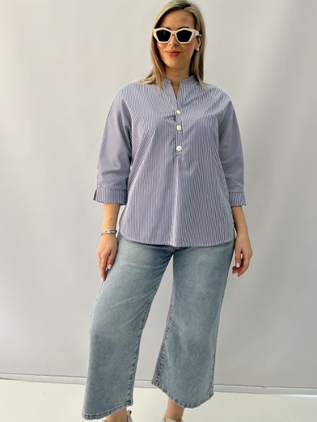 Πουκαμίσα ριγέ με πατηλέτα μπλε