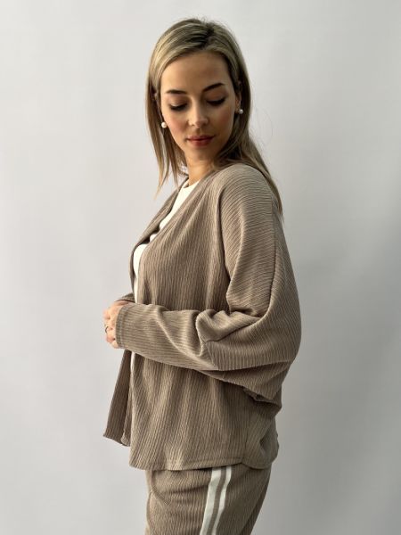 Ζακέτα με φάσα και φαρδύ μανίκι μπεζ