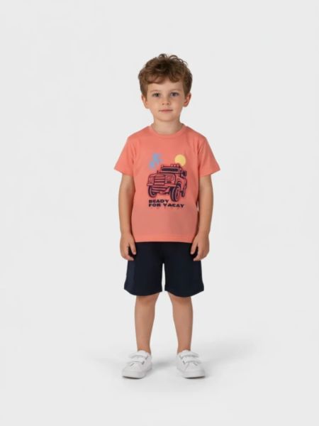 Σετ μπλούζα και σορτς με print safari peach