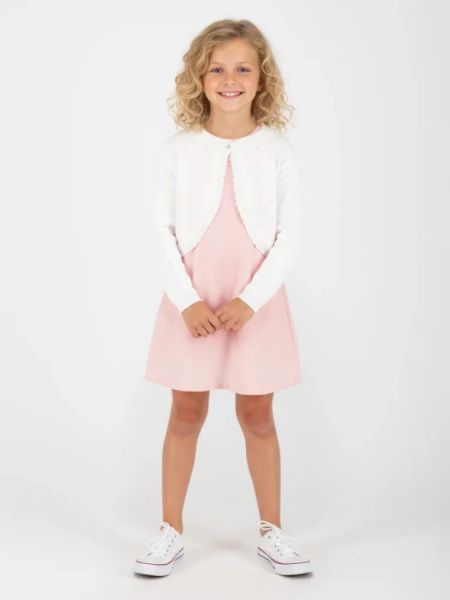 Ζακέτα με κέντημα και αστραφτερό κουμπί λευκό