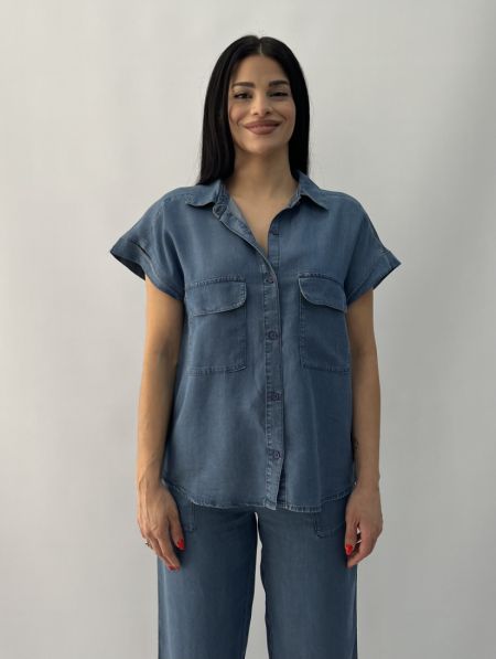 Πουκάμισο denim με τσέπες μπλε
