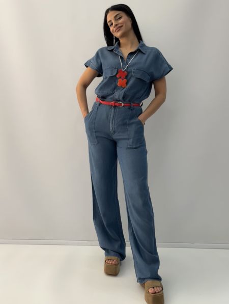 Παντελόνι denim με τσέπες μπλε