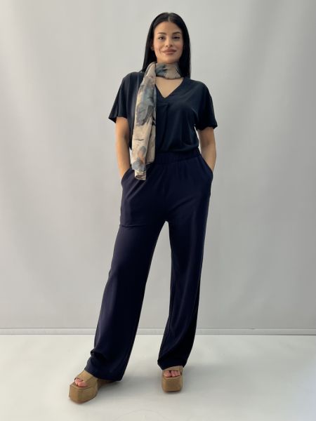 Παντελόνα με τσέπες και λάστιχο στη μέση μπλε