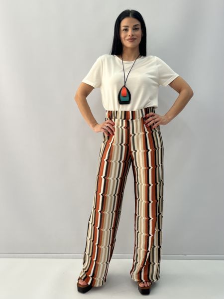 Παντελόνα πλεκτή με ρίγα εκάι