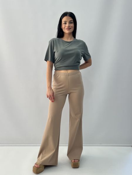 Παντελόνα flurry ελαστική με λάστιχο στη μέση μπεζ