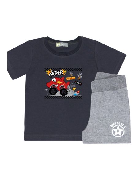Σετ βαμβακερό Super Cars γκρι