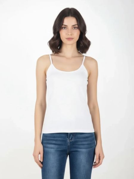 Τοπ μονόχρωμο με τιράντες λευκό