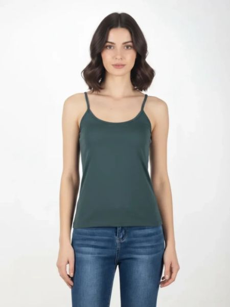 Τοπ μονόχρωμο με τιράντες χακί