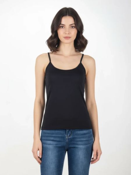 Τοπ μονόχρωμο με τιράντες μαύρο