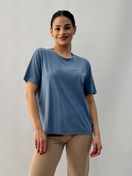 Μπλούζα velvet touch σιέλ