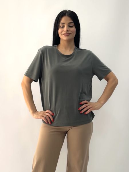 Μπλούζα velvet touch χακί