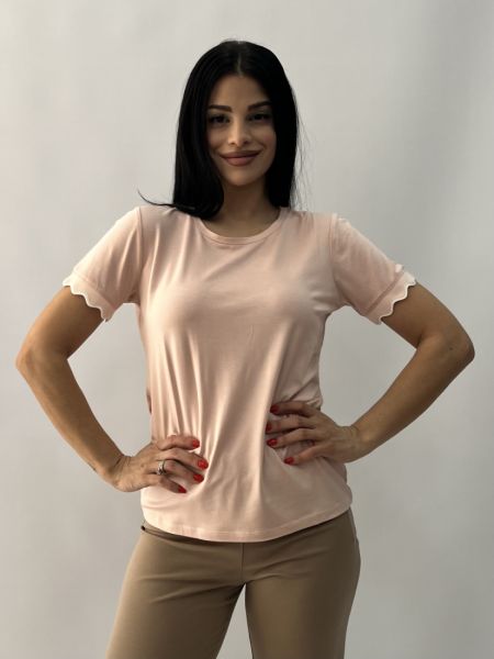 Μπλούζα με λεπτομέρειες στο μανίκι ροζ