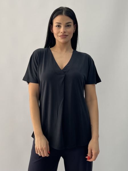 Μπλούζα με κουφόπιετα στο V blue black