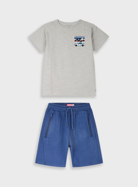 Σετ βαμβακερό με print California car μόκα