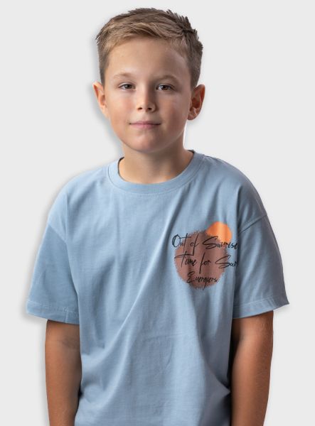 Μπλούζα κοντομάνικη με print sunshine γαλάζιο