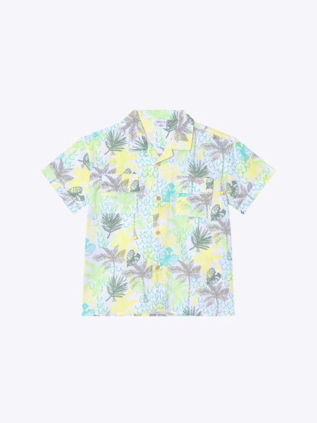 Πουκάμισο εμπριμέ με τσέπες και ethnic neon print κίτρινο