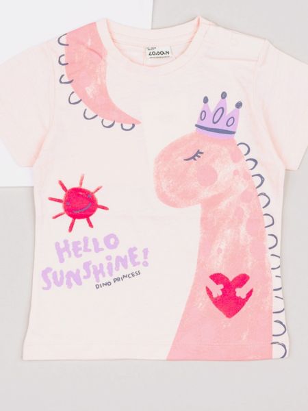 Μπλούζα βρεφική βαμβακερή με print dino princess ροζ