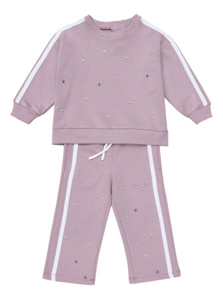Σετ με πέρλες και ρίγες dusty pink