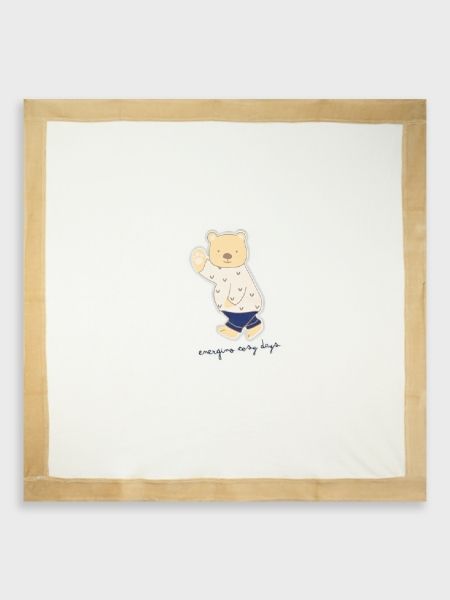 Κουβερτούλα δύο όψεων με κέντημα little bears μπεζ