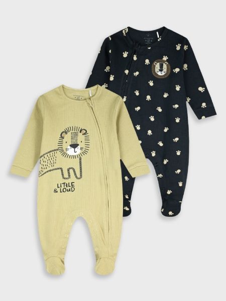 Σετ φορμάκια ριπ με φερμουάρ με print little lion footprints μπεζ