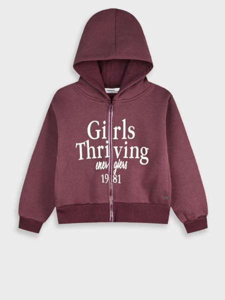 Ζακέτα με κουκούλα και τσέπες και print Girls Thriving cherry