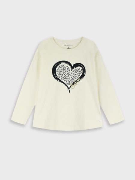 Μπλούζα μακρυμάνικη με glitter animal print heart  εκρού