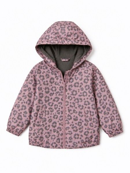 Μπουφάν αδιάβροχο με φλις επένδυση animal print  μωβ