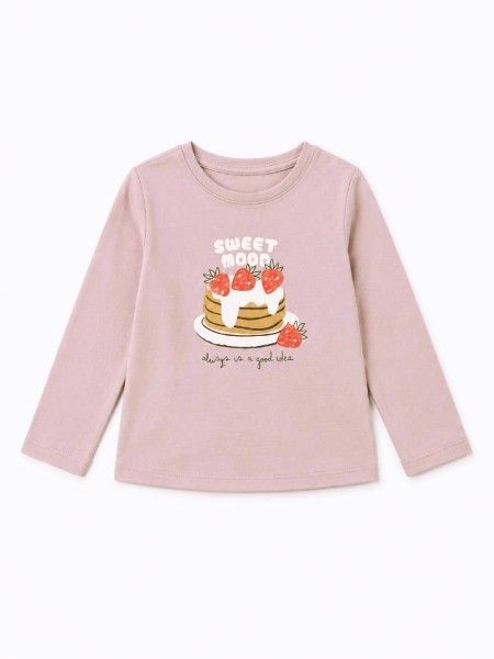Μπλούζα με print Sweet Mood με πούλιες dusty pink