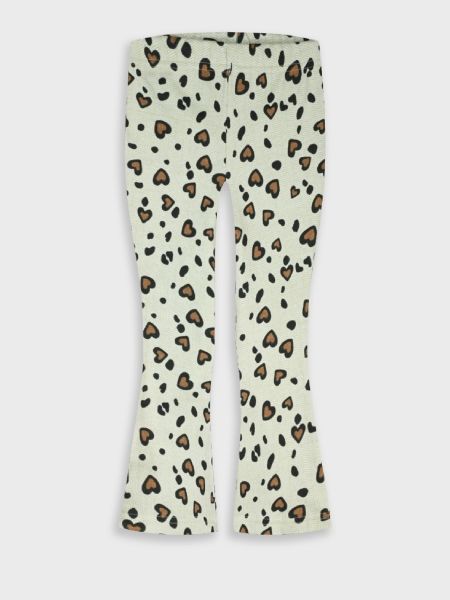 Παντελόνι καμπάνα με animal print καρδιές μπεζ