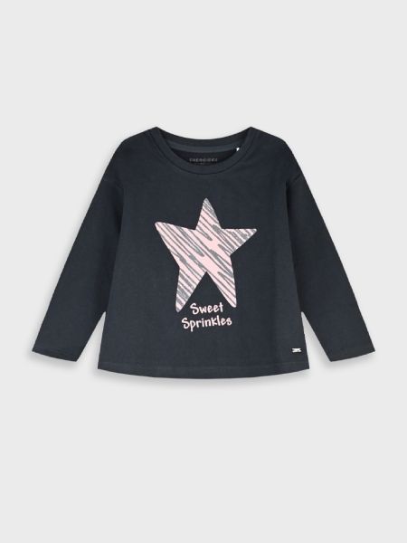 Μπλούζα μακρυμάνικη με print sweet sprinkles ανθρακί