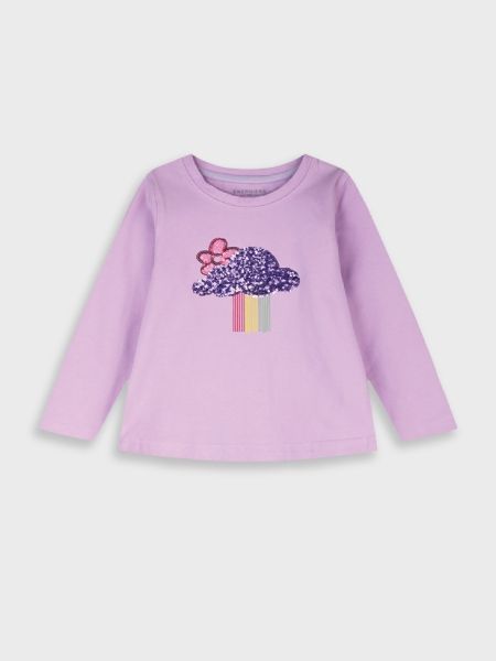Μπλούζα μακρυμάνικη με glitter print rainbow λεβάντα