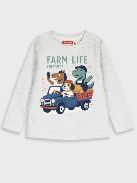 Μπλούζα μακρυμάνικη Farmer's car γκρι