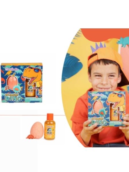 Παιδικό σετ δεινόσαυρος με αφρόλουτρο και bath bomb δεινόσαυρος πορτοκαλί